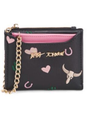 Betsey Johnson Strip Strip Hooray Wallet with Cardholder & Chain Strap NWT